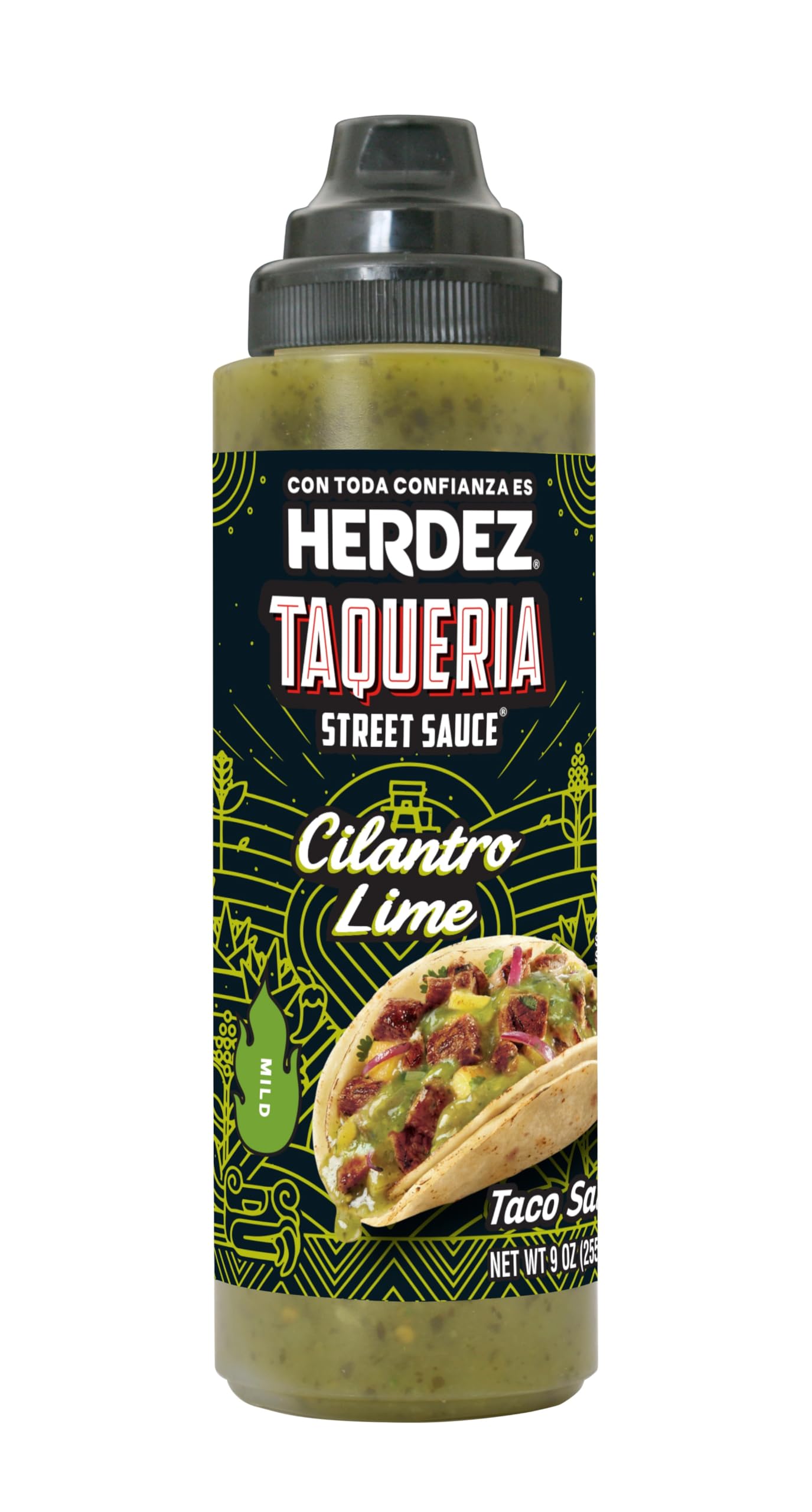 HERDEZ Taqueria Street Sauce Cilantro Lime, 9 oz Squeeze Bottle - Authentic Mexican Taco Sauce
