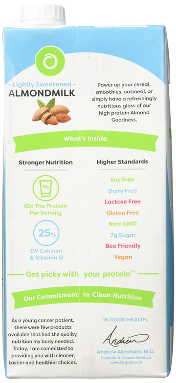 Orgain Organic Lightly Sweetened Vanilla Almond Milk, 32 Fz