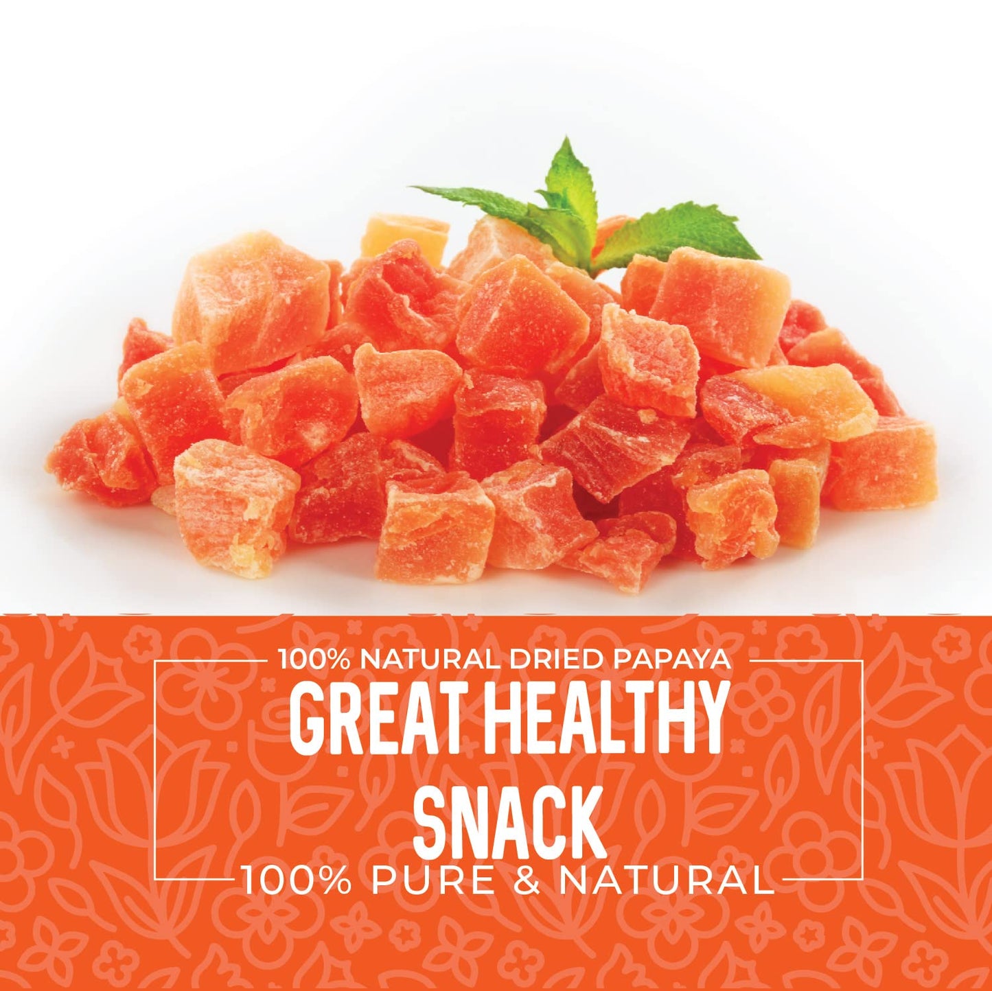 Dried Papaya Chunks, 1 Pound. Dried Papaya Fresh, Paw Paw Tree Diced Papaya Fruit, Lightly Sweetened. All Natural, Non-Gmo, 16 Ounces.