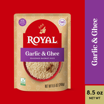 Royal - Ready To Heat Rice - Authentic Garlic & Ghee, 4 Count