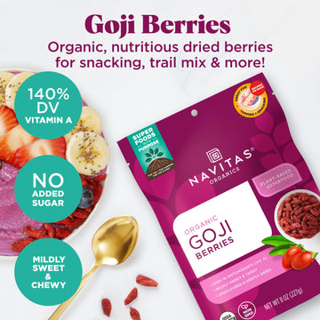 Navitas Organics Goji Berries, Organic, Non-GMO, 4 oz. Bag, 4 Servings
