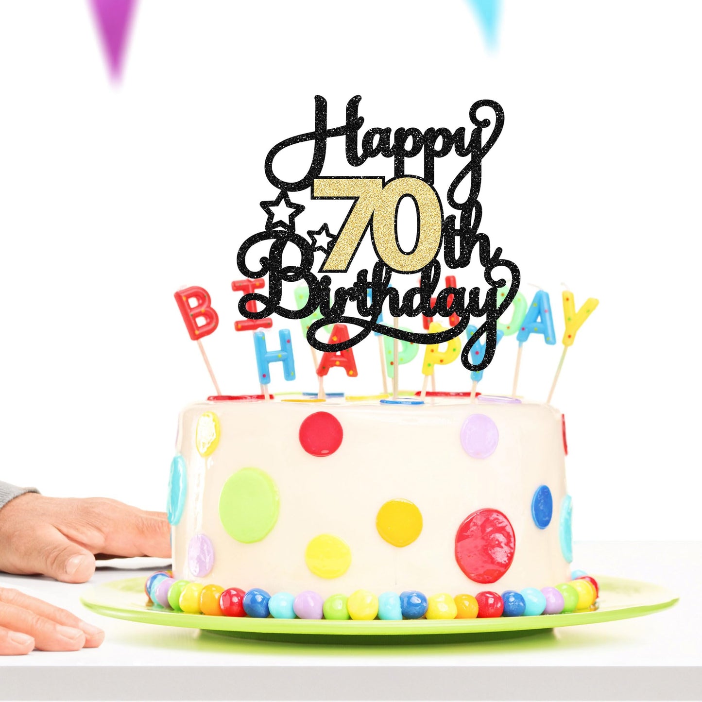 1Pc Happy 70Th Birthday Cake Topper Glitter Cheers To 70 Years Cake Topper 70 Fabulous Cake Decoration For Happy 70Th Birthday A