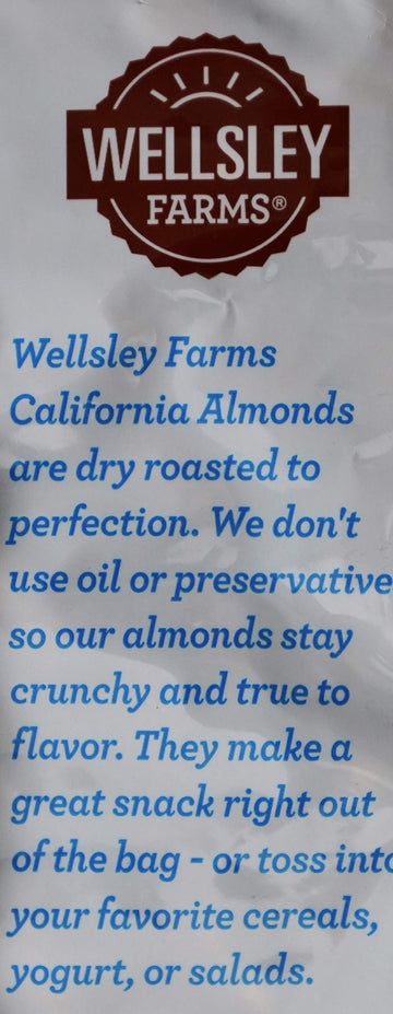 Wellsley Farms Unsalted Almonds Dry Roasted, 40 Ounce