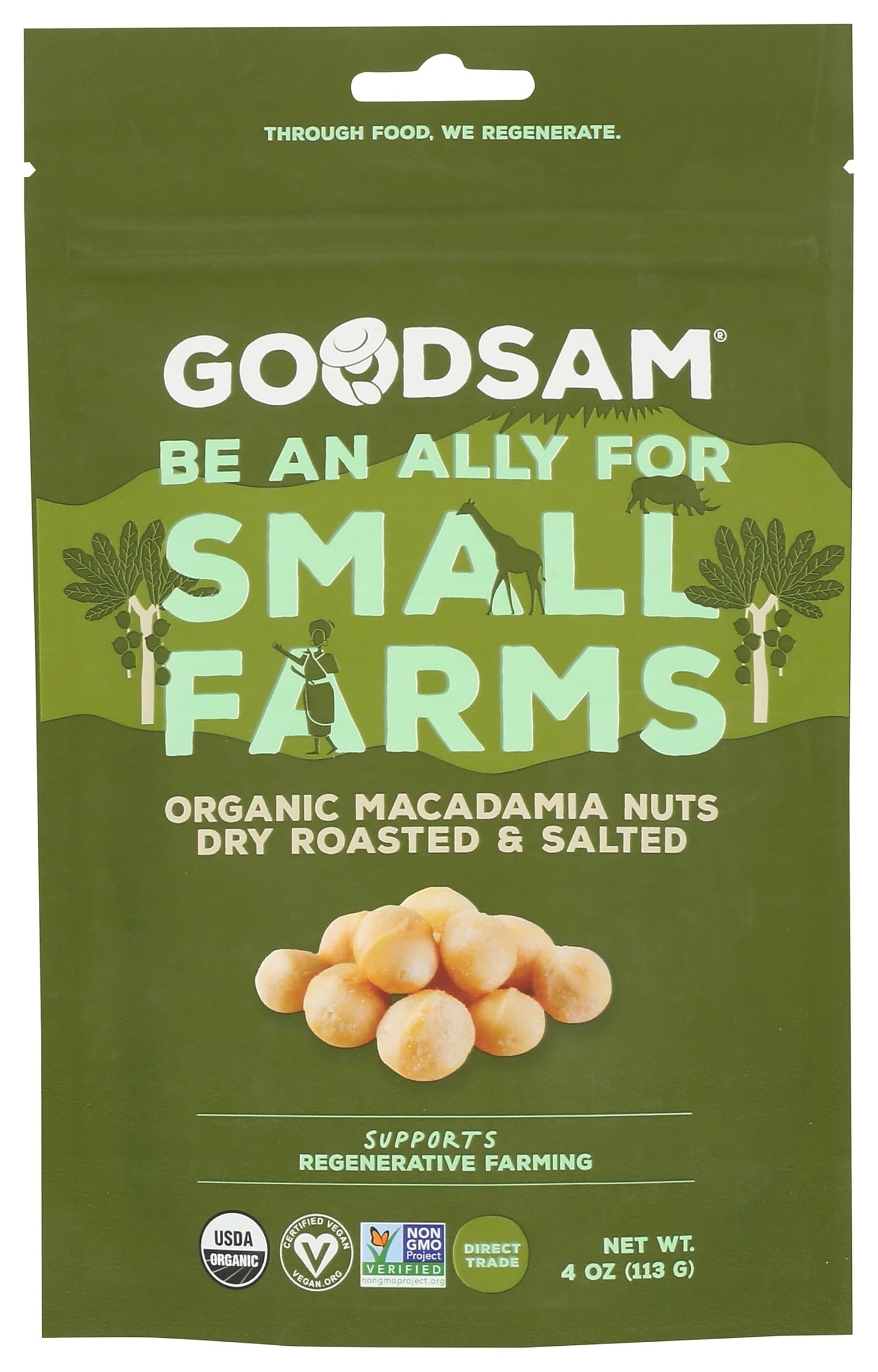 GoodSAM Organic Roasted & Salted Macadamia Nuts, 4 OZ