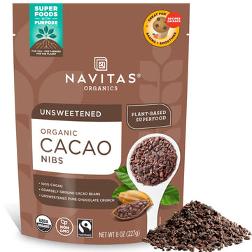 Navitas Organics Cacao Nibs, 8 Oz. Bag, 76 Servings — Organic, Non-Gmo, Fair Trade, Gluten-Free