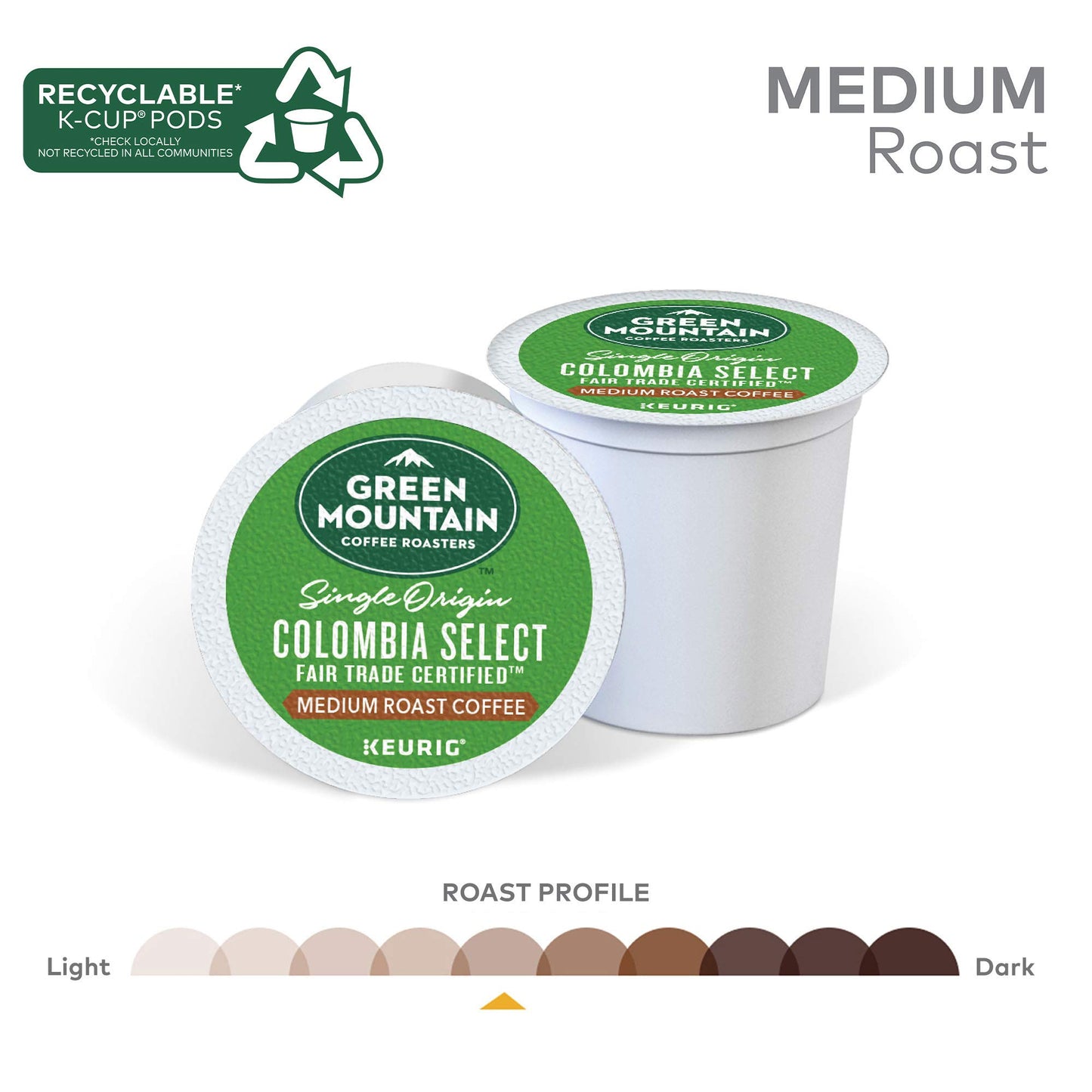 Green Mountain Coffee Roasters Colombia Select Keurig Single-Serve K-Cup Pods, Medium Roast Coffee, 72 Count (6 Packs Of 12)