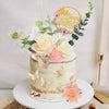 28Pcs Flower Cake Topper 3D Butterfly Acrylic Happy Birthday Cake Toppers Artificial Carnation Rose Flowers Eucalyptus Leaves Ca