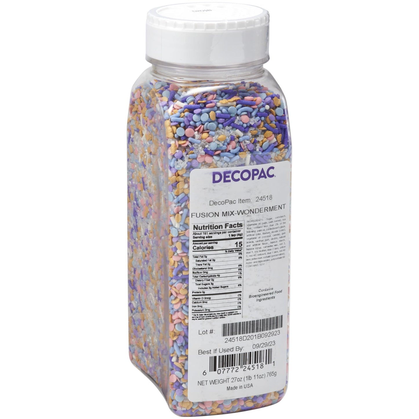 DecoPac Wonderment Fusion Mix Sprinkles, 26oz, Shaped Candy Sprinkles in Handheld Container, Edible Decorations For Celebration
