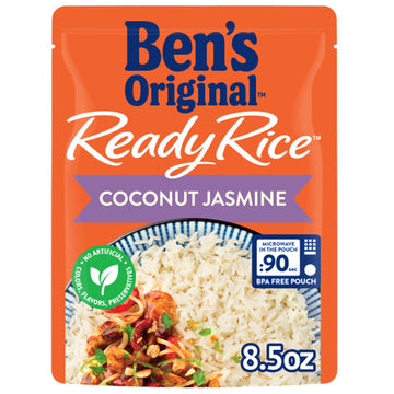 BEN S ORIGINAL Ready Rice Coconut Jasmine Flavored Rice, Easy Dinner Side, 8.5 oz Pouch (Pack of 12)