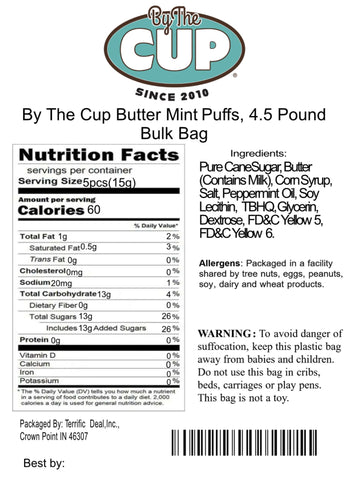 By The Cup Butter Mint Puffs, 4.5 Pound Bulk Bag