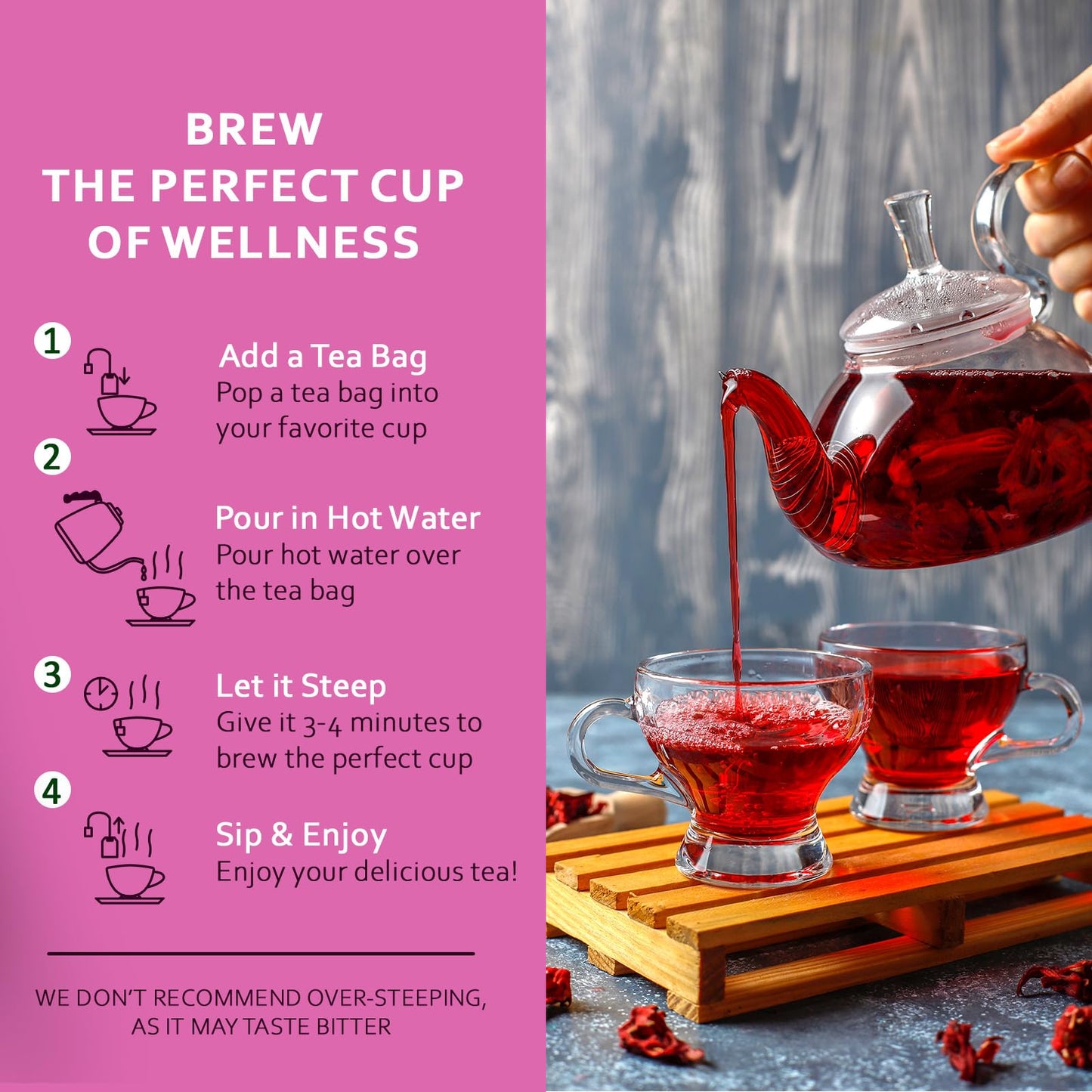 LIFE PLUS STYLE GOURMET Organic Herbal Tea, Rosehip Hibiscus Green Tea, 60 Bags, Caffeinated, Hot or Iced
