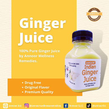 Annoor Ginger Juice - Raw, No Pulp, Strong Concentrate, 8.5 Fl Oz, Yellow