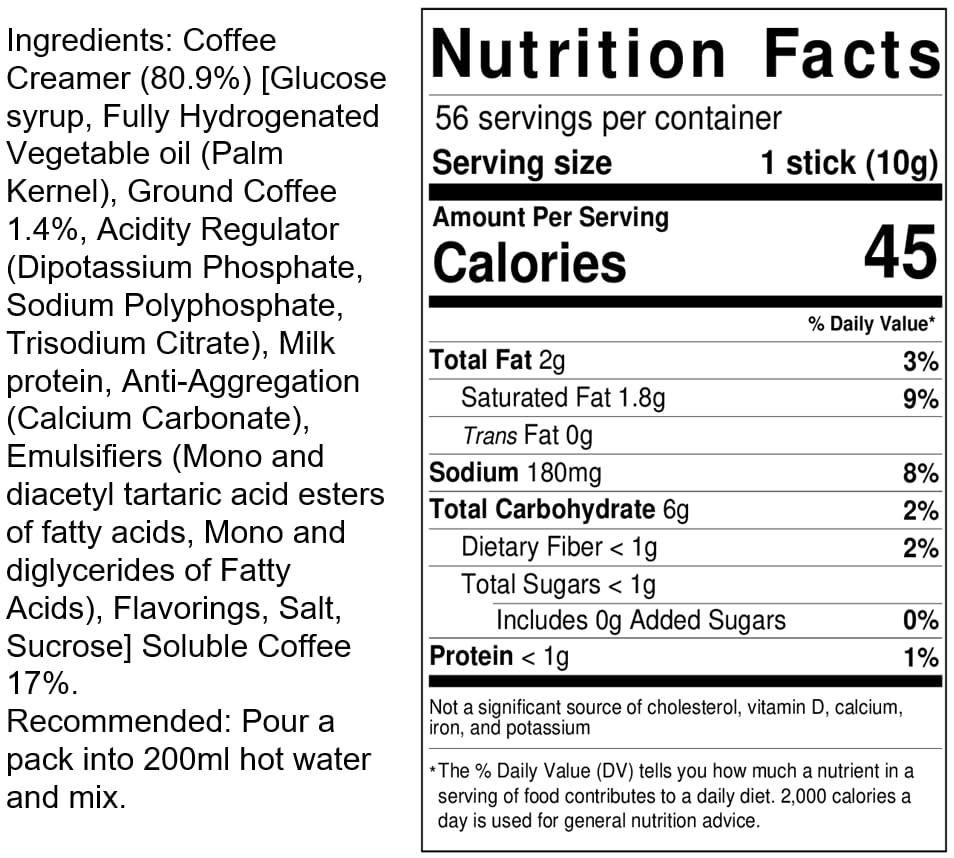 Nescafe 2 in 1 Unsweetened Coffee + Coffee creamer No Added Sugar - 56 Sticks