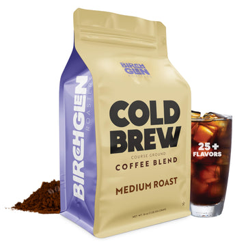 1 Lb Medium Roast Cold Brew Coffee, Coarse Ground Coffee, By Birch Glen Roasters, 16 Oz Resealable Bag , 100% Arabica