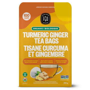 Fgo Organic Turmeric Ginger Tea, Eco-Conscious Tea Bags, 100 Count, Packaging May Vary (Pack Of 1)