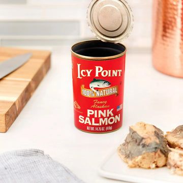 PONLEE Icy Point Alaska Pink Salmon, 14.75 oz Cans, Pack of 8 - Premium Wild-Caught Seafood, Rich in Omega-3, Convenient Protein Source