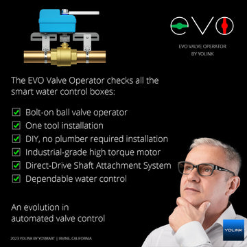 Yolink Diy Automatic Water Leak Detection & Shut-Off Starter Kit, Valve Operator, Wireless Valve Controller, (3) Leak Sensors, H