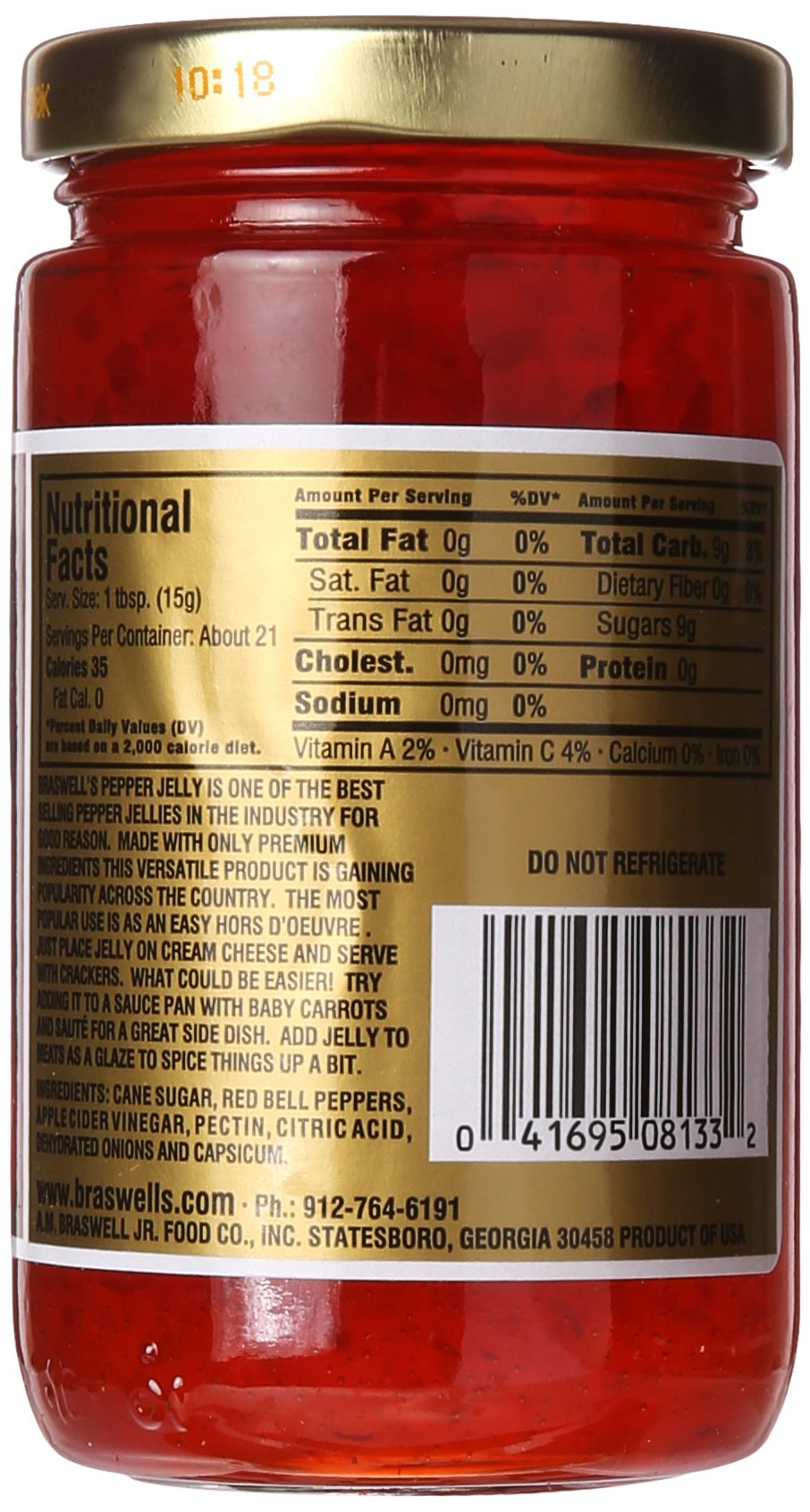 Braswell Red Pepper Jelly, 10.5 Ounce (Pack Of 1)