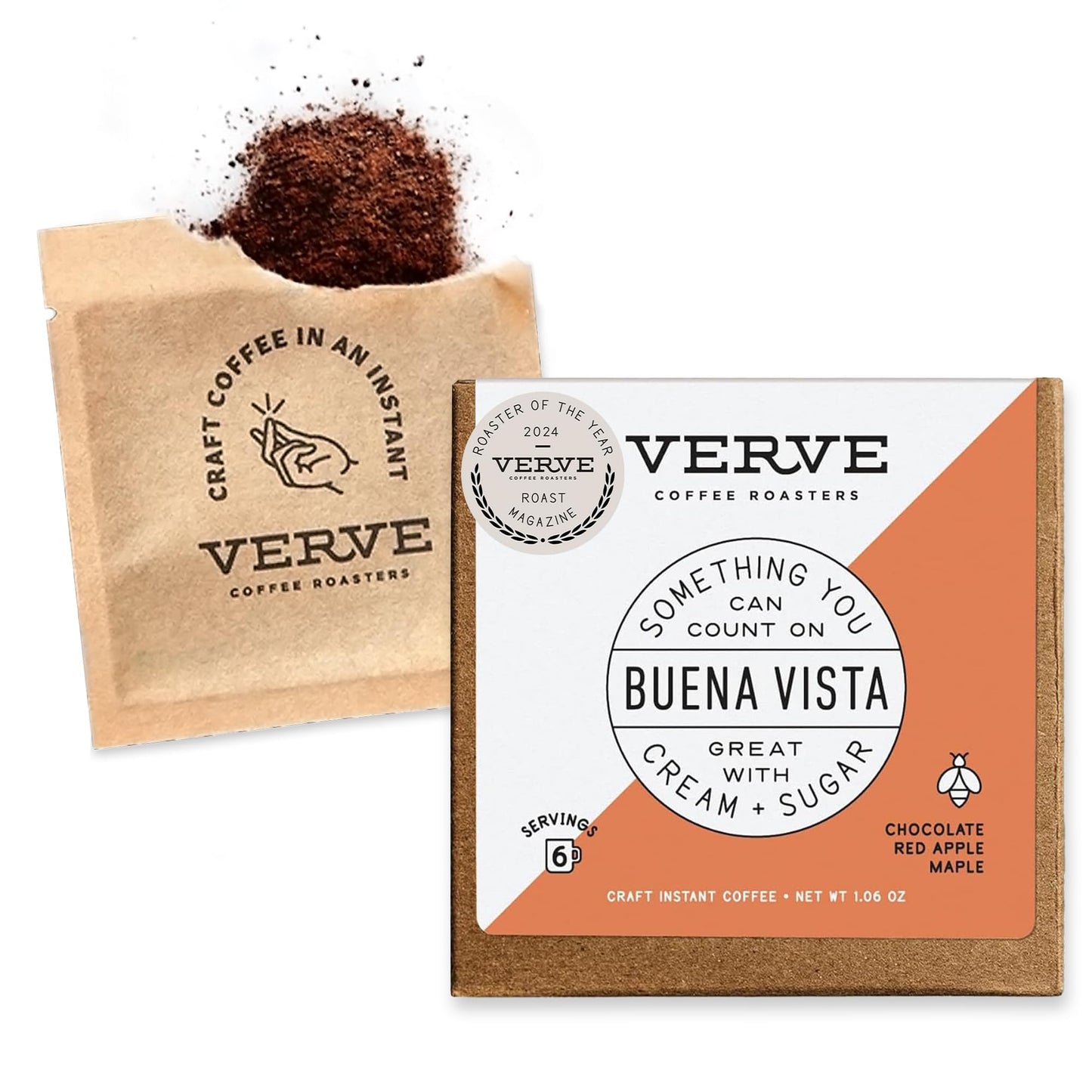 Verve Coffee Roasters Craft Instant Coffee Buena Vista Blend | Dark Roast, Ground, Hand-Roasted | Colombian Blend | Enjoy Hot Or
