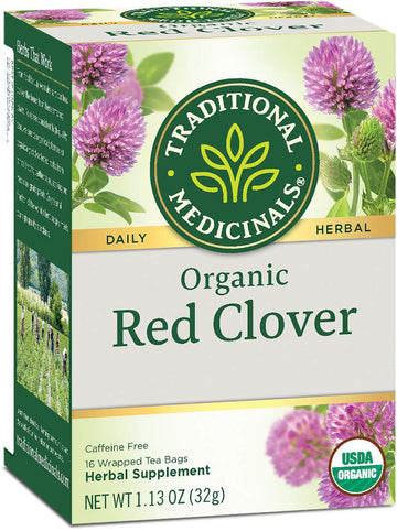 Traditional Medicinals Tea, Organic Red Clover, Supports Skin Health, 96 Tea Bags (6 Pack)