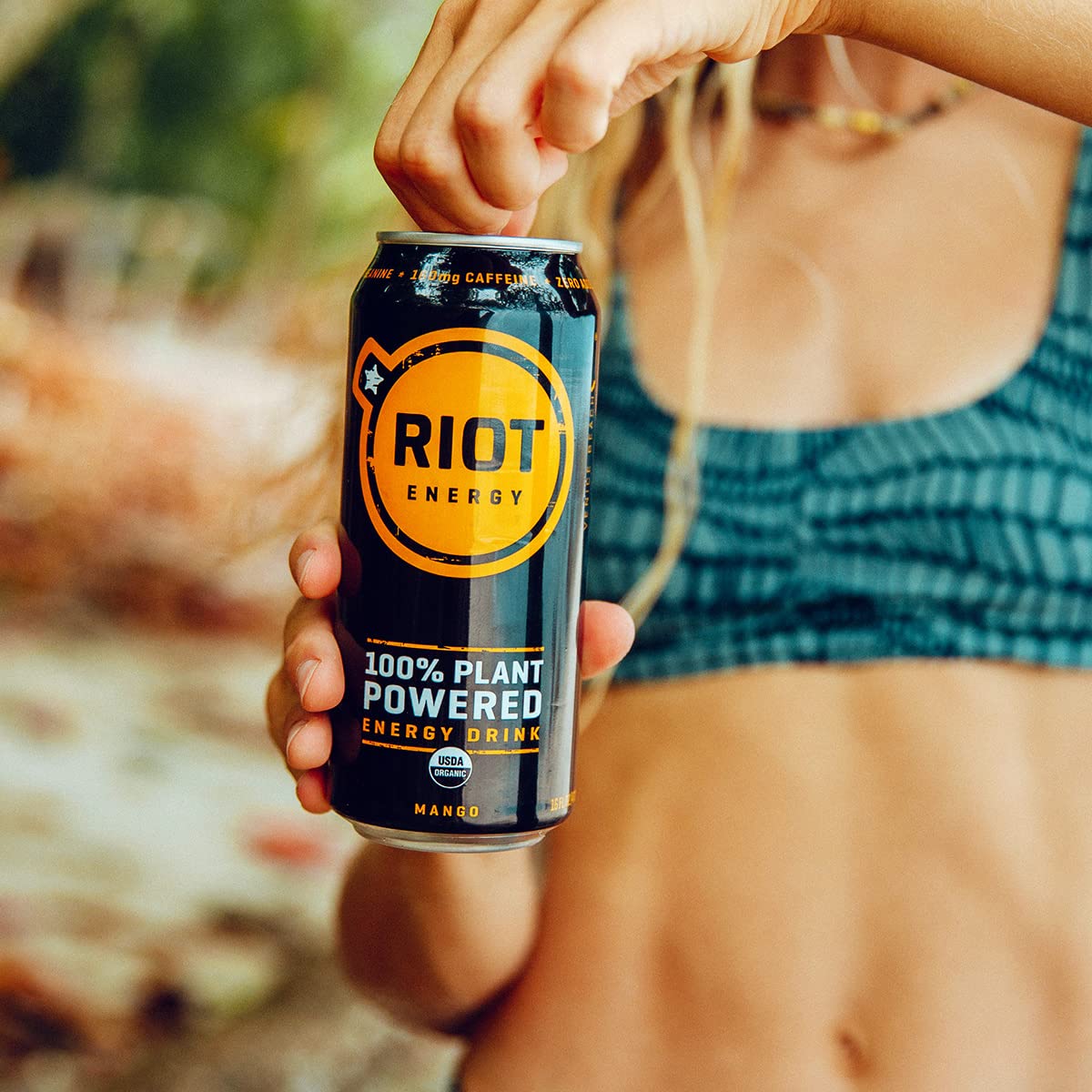 Riot Energy 100% Plant Powered Energy Drink (Mango Riot) Keto-Friendly, Organic, No Added Sugar (16Oz, Pack Of 12)