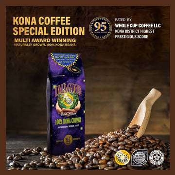 Imagine Kona Ultraviolet Blu Light Infused Biodynamic Special Edition | Organic Whole Coffee Beans | Made From Premium Hawaiian