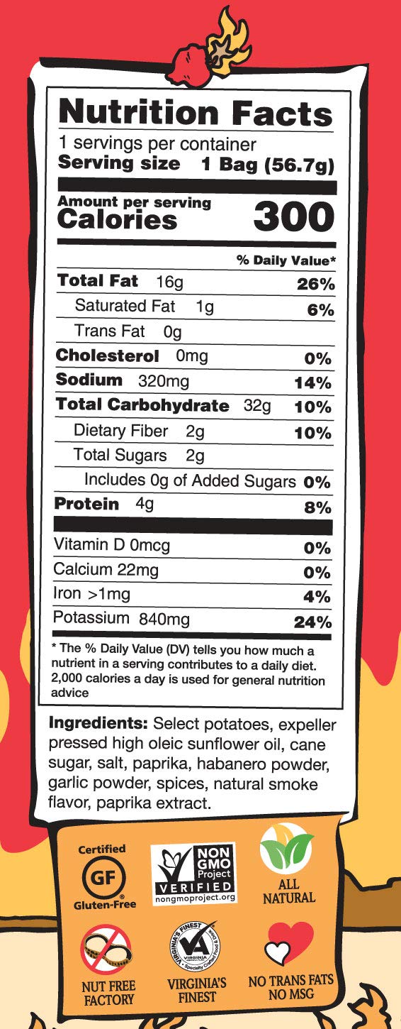 Route 11 Potato Chips : Mama Zuma'S Revenge (30 Bags (2 Oz Each)) Hot Habanero Jalapeno Spicy Chips