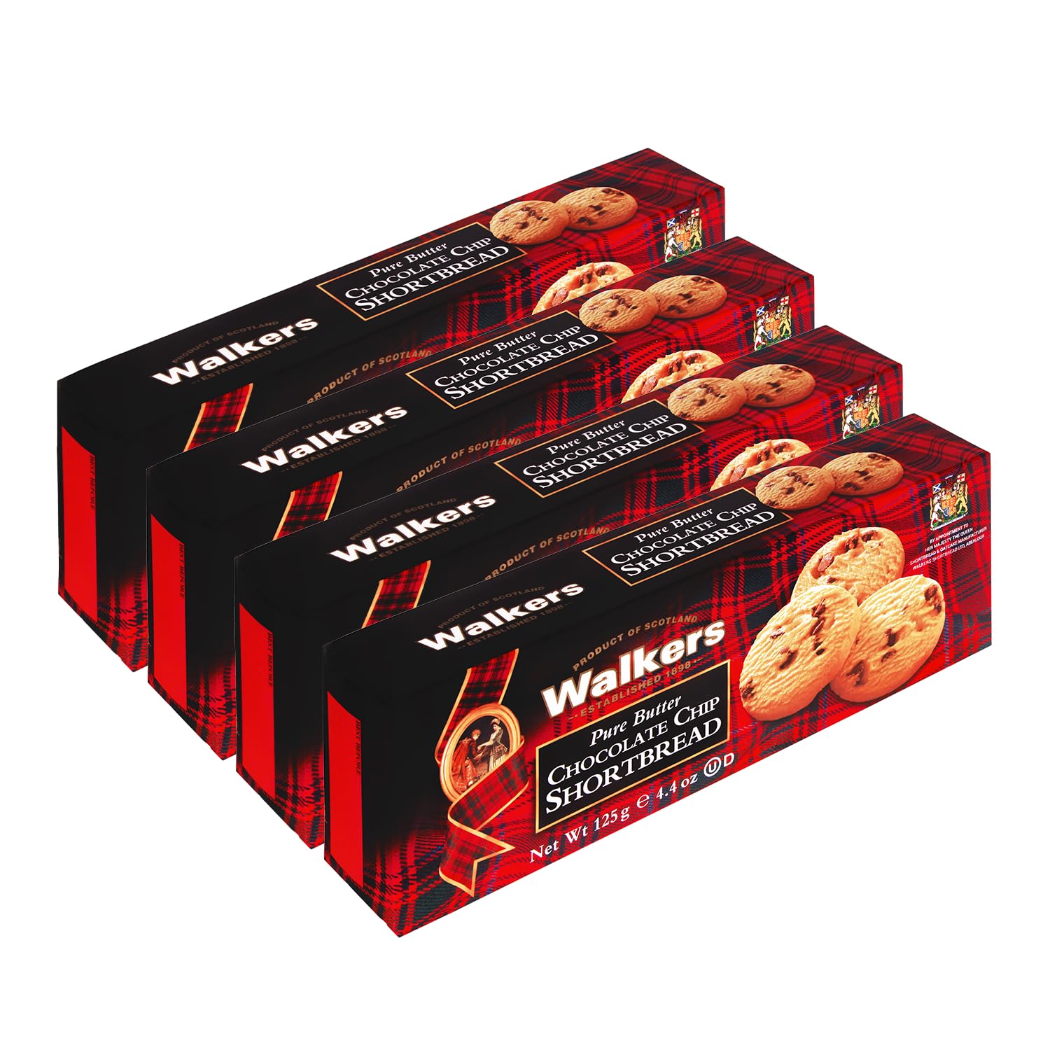 Walker'S Shortbread Chocolate Chip Cookies, Pure Butter Shortbread Cookies, 4.4 Oz (Pack Of 4)