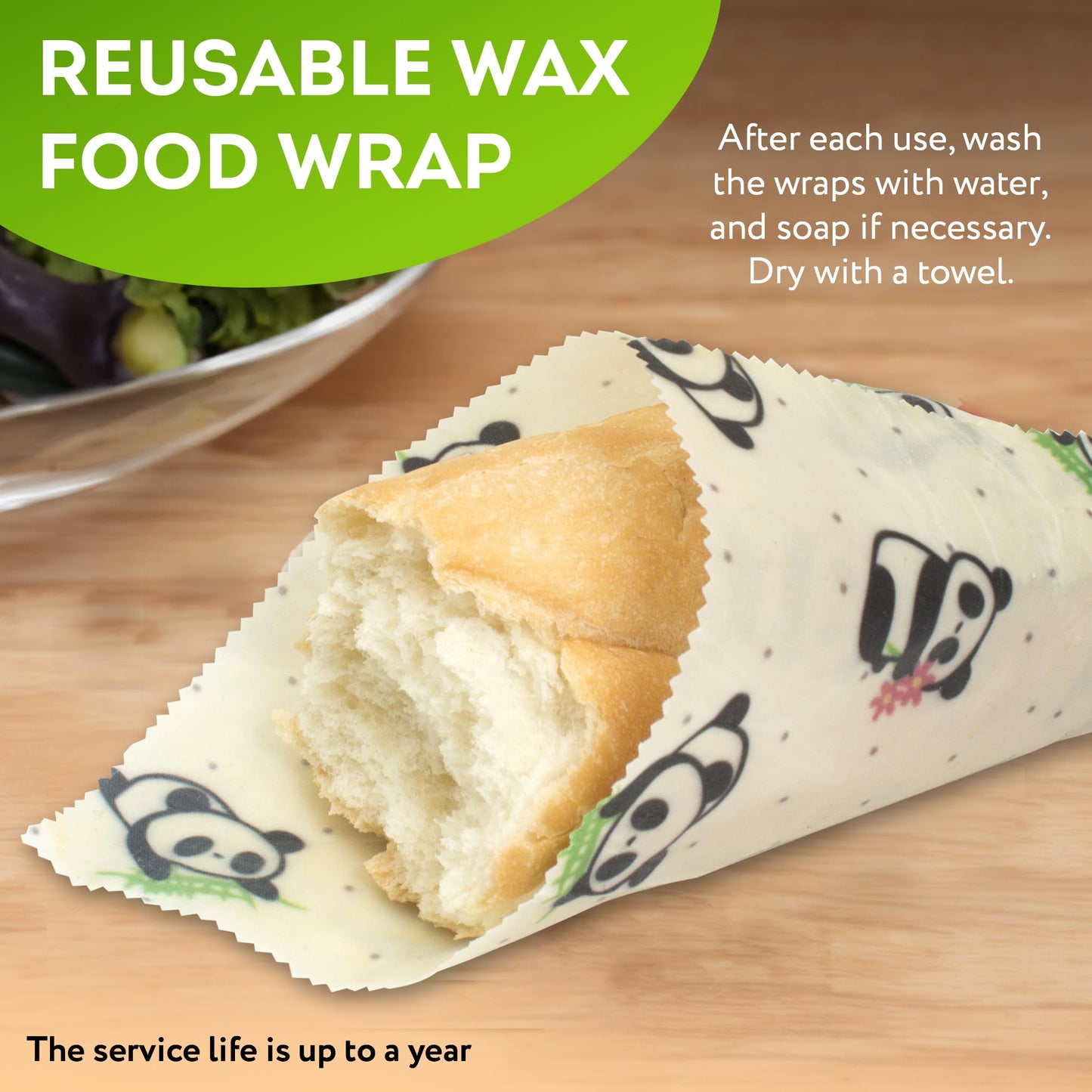 Purevacy Animals Print Reusable Beeswax Wrap Set Of 3 Pcs Small, Medium, Large Bee Wax Wrap, Beeswax Wraps For Food, Reusable Be