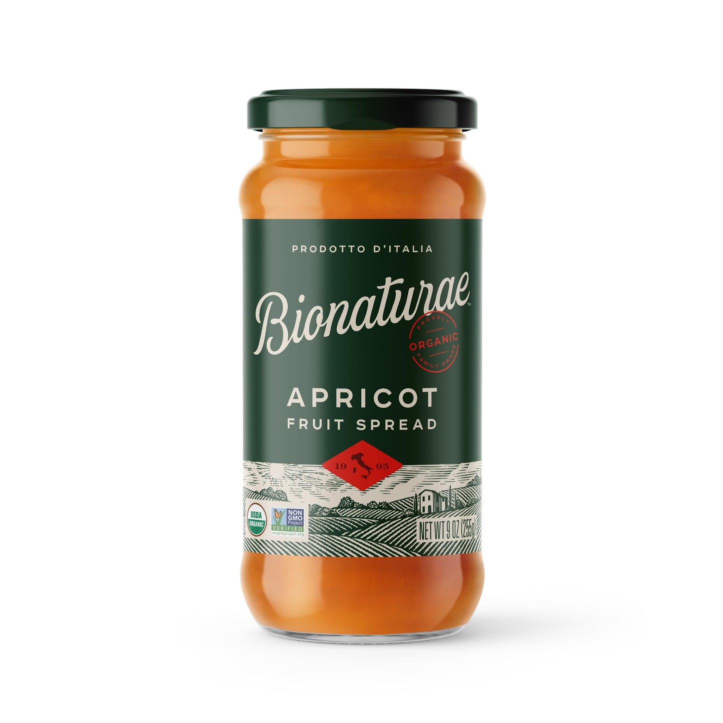 Bionaturae Organic Apricot Fruit Spread - Jelly Organic, Non-Gmo, Usda Certified, No Sugar Added, No Preservatives, Organic Fruit Jam, Jam Organic, Made In Italy - 9 Oz, 2 Pack