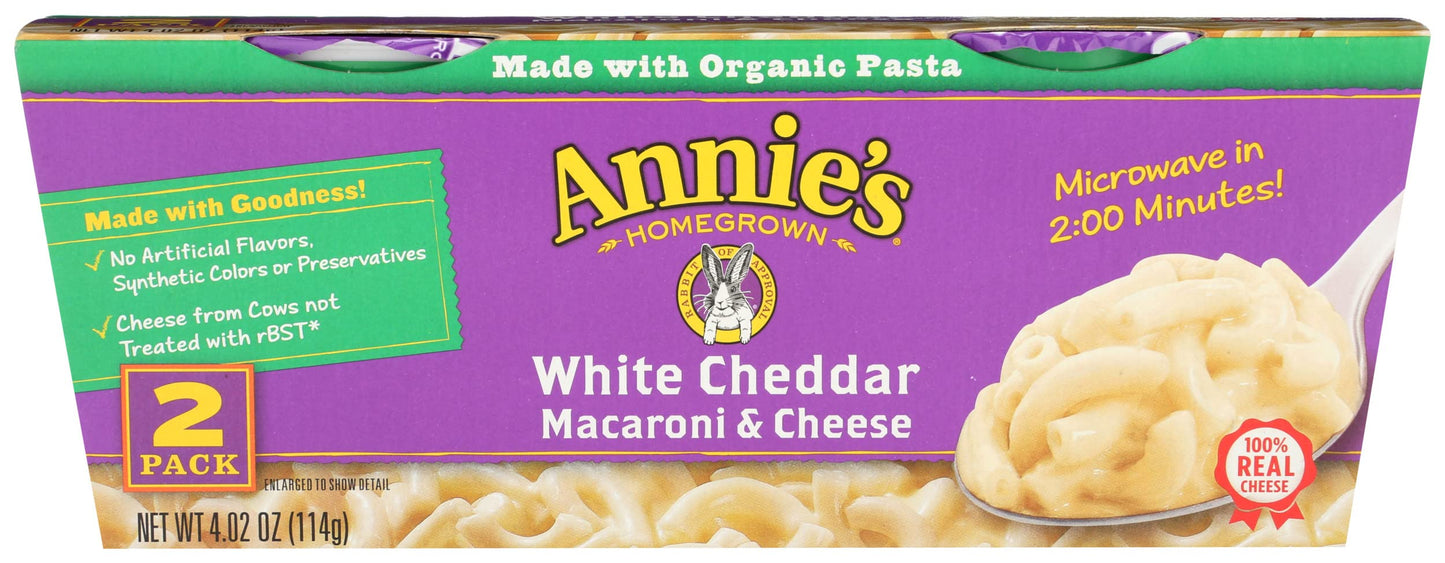 Annie'S Macaroni & Cheese,White Cheddar, Microwaveable Cup, 4.02 Oz Pack Of 6