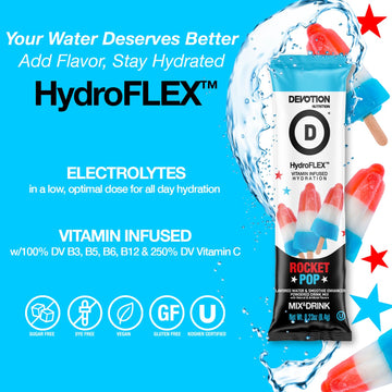 Devotion Nutrition Hydroflex Water Flavoring Packets - Sugar-Free Hydration With Vitamins & Electrolytes - Dye-Free, Gluten-Free
