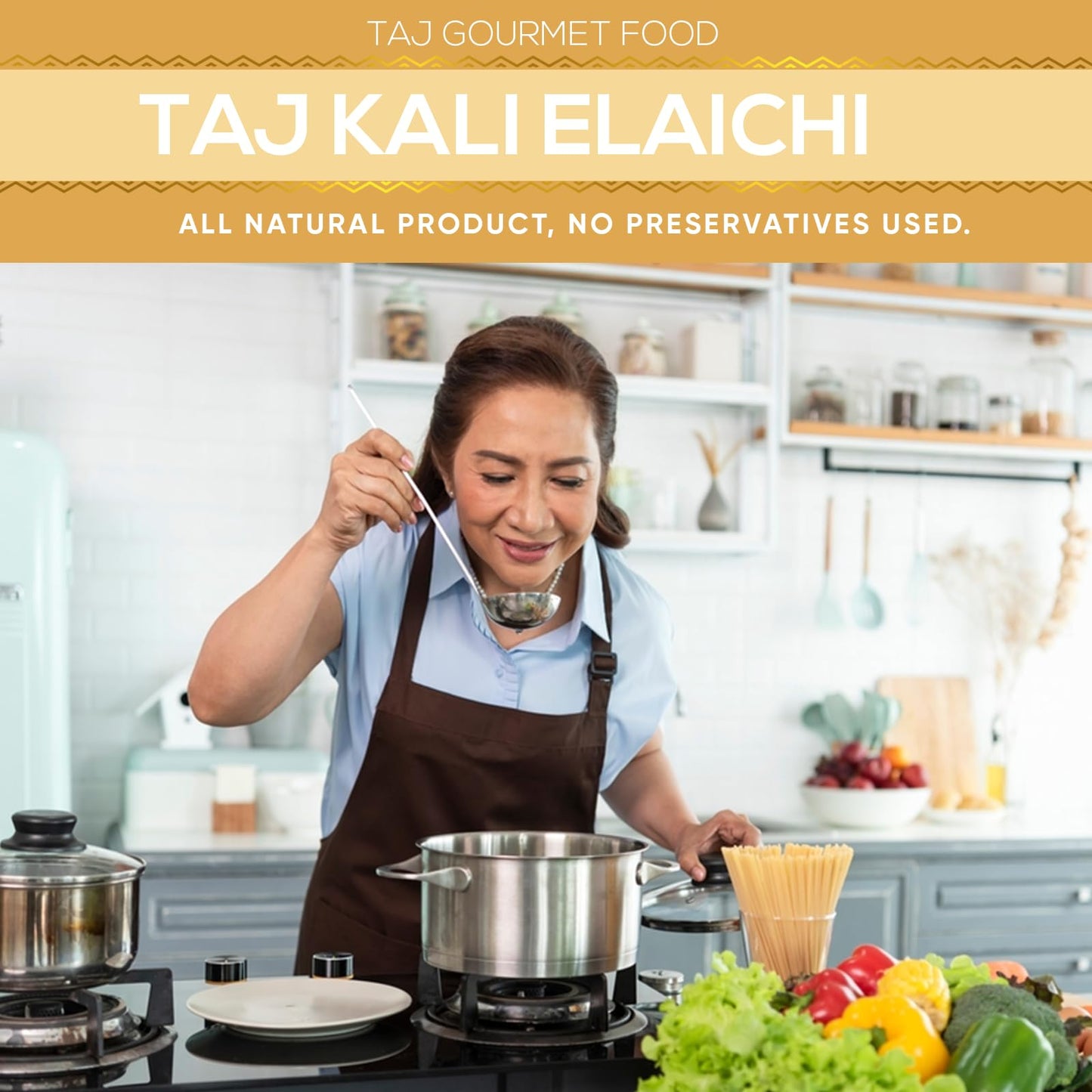 TAJ Premium Black Cardamom, Kali Elaichi, 3.5-Ounce Pack, Gourmet Spice