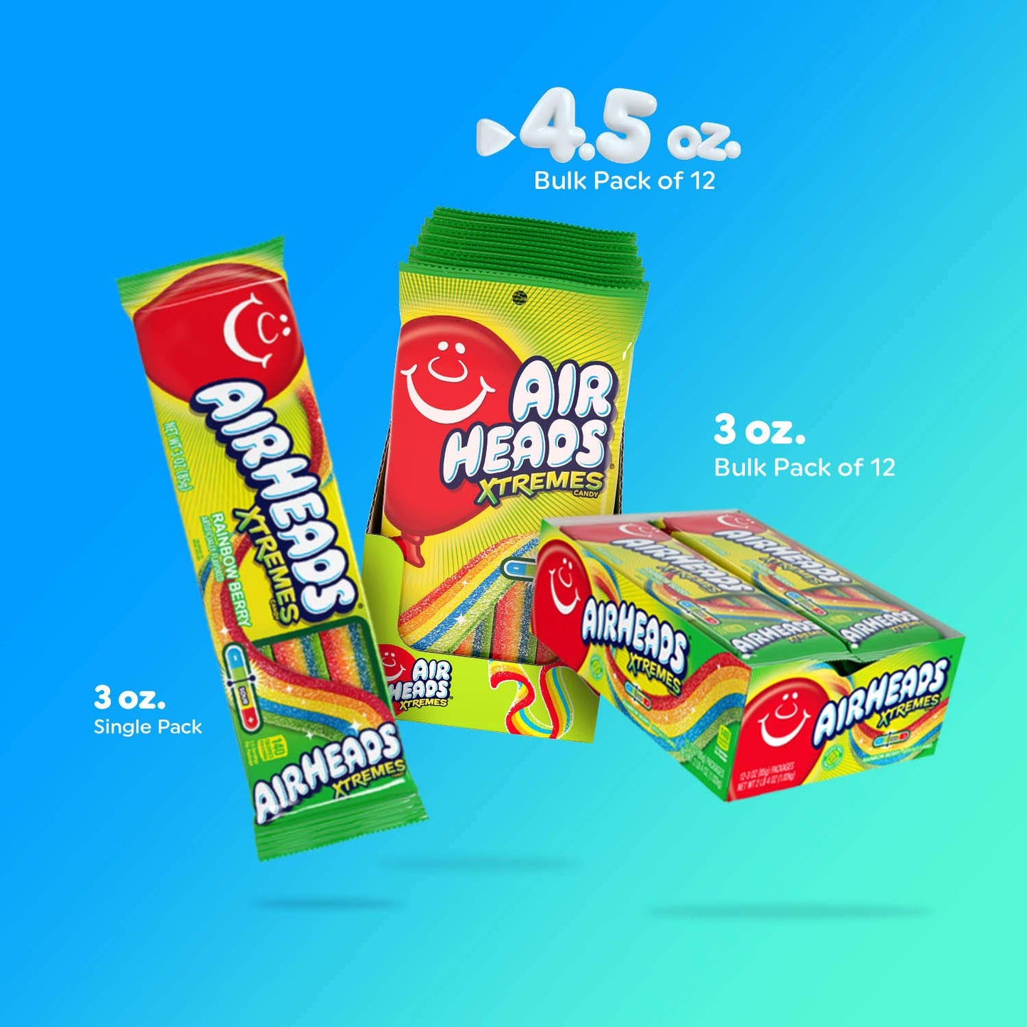 Airheads Xtremes Belts Holiday Candy, Chewy Candy Package, Christmas Stocking Stuffers for Adults & Kids, Rainbow Berry Fruit Fl