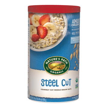 Natures Path Organic Oats, Steel Cut Oats, 30 Oz Canister