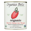 Organico Bello, 100% Organic San Marzano Tomatoes,Whole Peeled, Pack of 12, Size 28 OZ - No Artificial Ingredients Gluten Free G