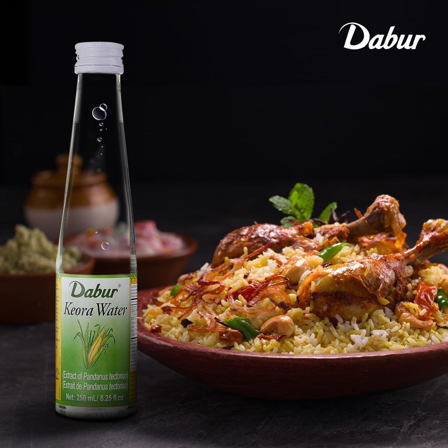 Dabur Kewra Water - Aroma & Flavoring Agent for Drinks & Desserts - 250ML Pack of 2