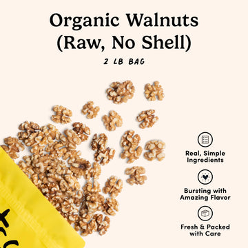 Nuts.Com - Organic Walnuts (Raw, No Shell) - Healthy Snack For Adults & Kids, Nutty & Slightly Sweet Flavor, Good Source Of Prot