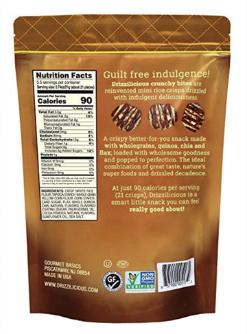 Drizzilicious Crisps! Crunchy Drizzle Bites With Rice, Chia, Quinoa & Flax! Only 90 Calories Per Serving! Choose From S'Mores Or