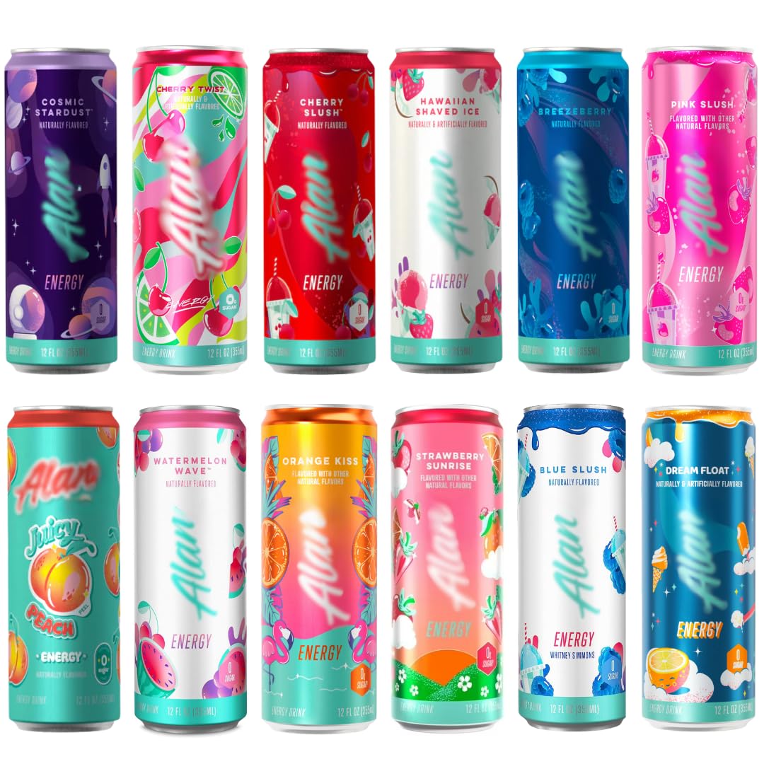 Energy Drink Assorted Variety 12 Pack, Sugar Free, Low Calorie Energy Drinks Pre Workout Performance, Zero Sugar, 12 Fl Oz Cans