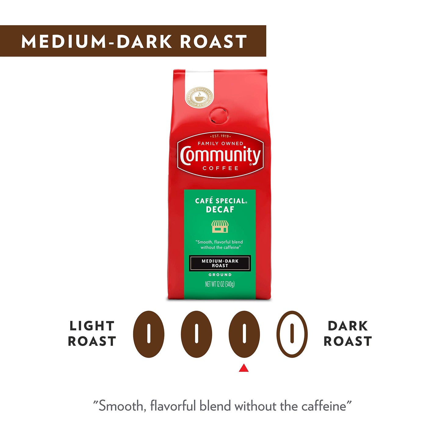 Community Coffee Cafe Special Decaf Ground Coffee, Medium-Dark Roast, 20 Ounce Pack
