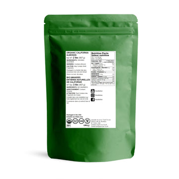 Food To Live Organic California Almonds, 2 Pounds - Non-Gmo, Whole, Unsalted, Unroasted, Keto, Vegan Nuts In Bulk. Rich In Vitam
