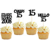 Gyufise 24Pcs Straight Outta 2008 Cupcake Toppers Glitter Fifteen Happy 15th Cupcake Picks Cheers to 15 Years Birthday Cake Deco