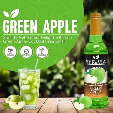Syruvia Green Apple Syrup - Premium Flavoring Syrup For Tea, Italian Sodas, Beverages, Desserts, Ice Cream, Cocktails & Mocktail