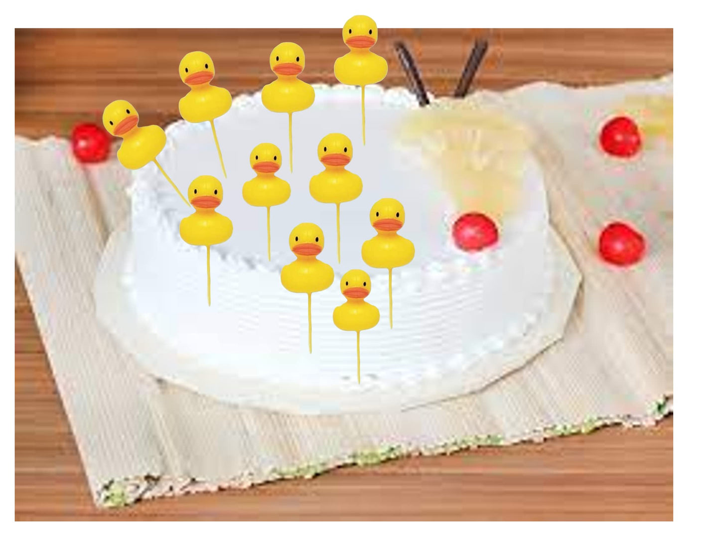 Yellow Duck Ducky Duckie Cupcake Picks Cake Topper Decorations (48-Pack)
