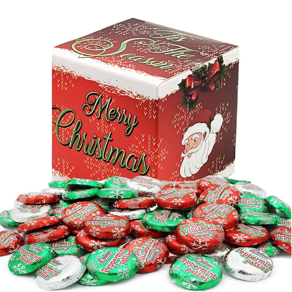Fruidles Christmas Milk Chocolate Peppermint Patties Coins, Party Bag Fillers, Individually Wrapped Foils, Kosher Certified (Half-Pound)