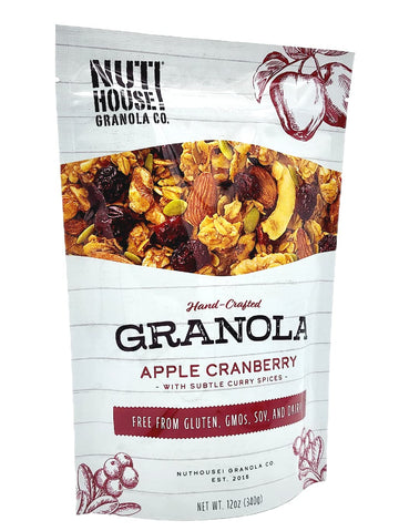 NutHouse! Granola Premium Apple-Cranberry Granola, Gluten-Free, Non-GMO, Vegan, 12 oz. Bag (6-Pack)