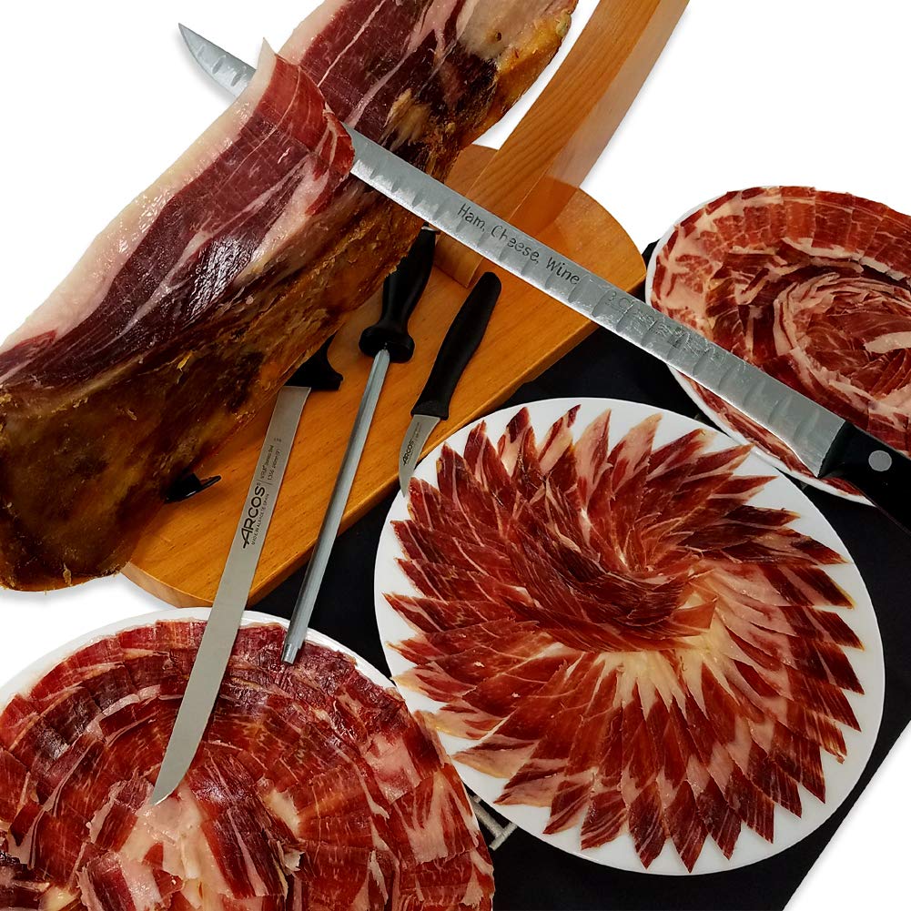 Blázquez Iberico Ham Pata Negra Shoulder 2-Year Cured 10-12 lbs with Ham Holder & Carving cutting too Set