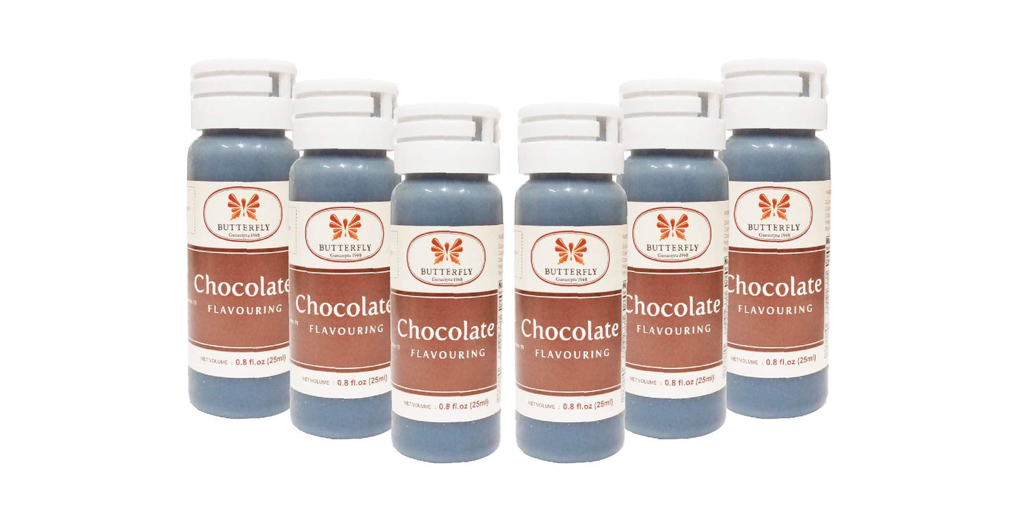 Butterfly Flavoring Extract Paste 25 Ml (Chocolate Pack Of 6) - Extract For Baking Stevia Liquid Drops Sugar-Free Chocolate Flavoring Syrup