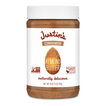 Justin's Cinnamon Almond Butter, No Stir, Gluten-free, Non-GMO, Responsibly Sourced, 16 Ounce Jar (6 Pack)